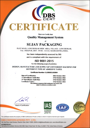 Sujay Packaging Certificate